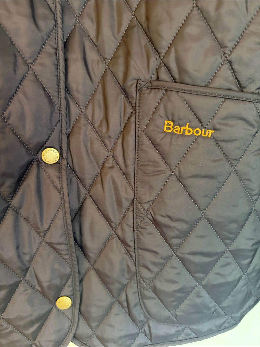 Barbour Quilted Puffer Jacket in Navy with Black Cord Collar - Picture 6 of 7